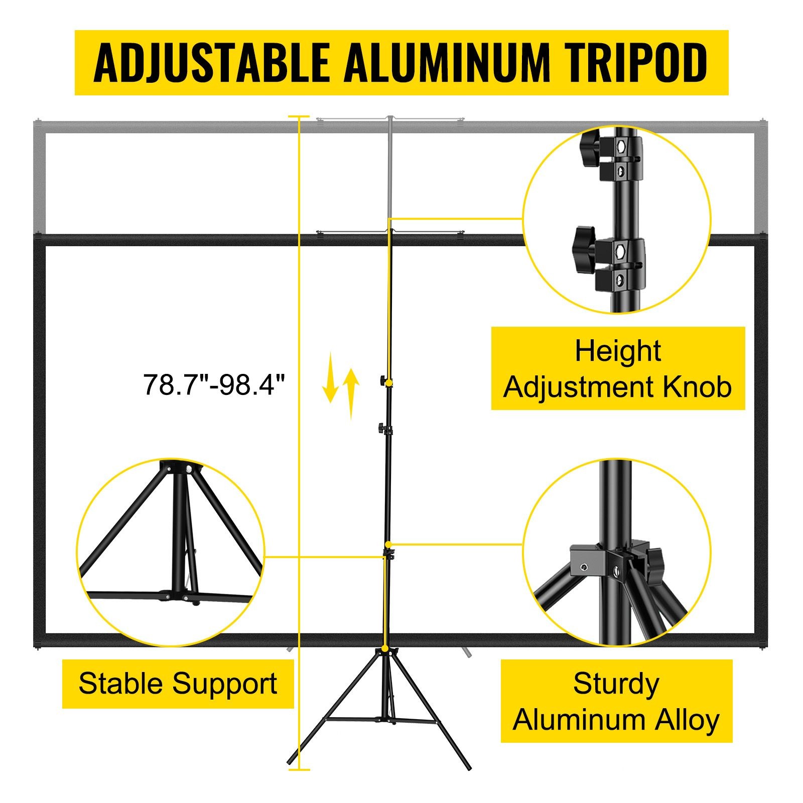 100in 4K HD Projector Screen with Adjustable Aluminum Tripod