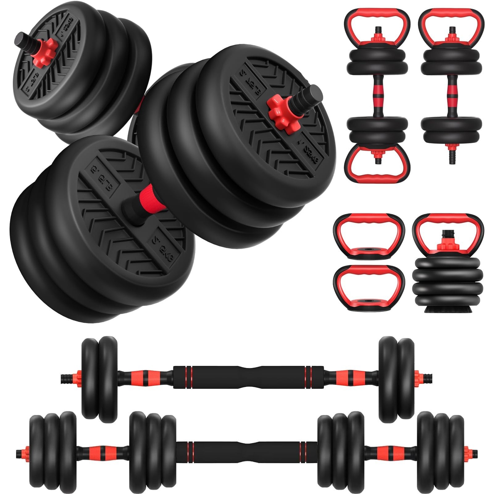Adjustable Dumbbell, 20/30/40/60/80lbs Dumbbells Set, 4-in-1 Free Weights for...