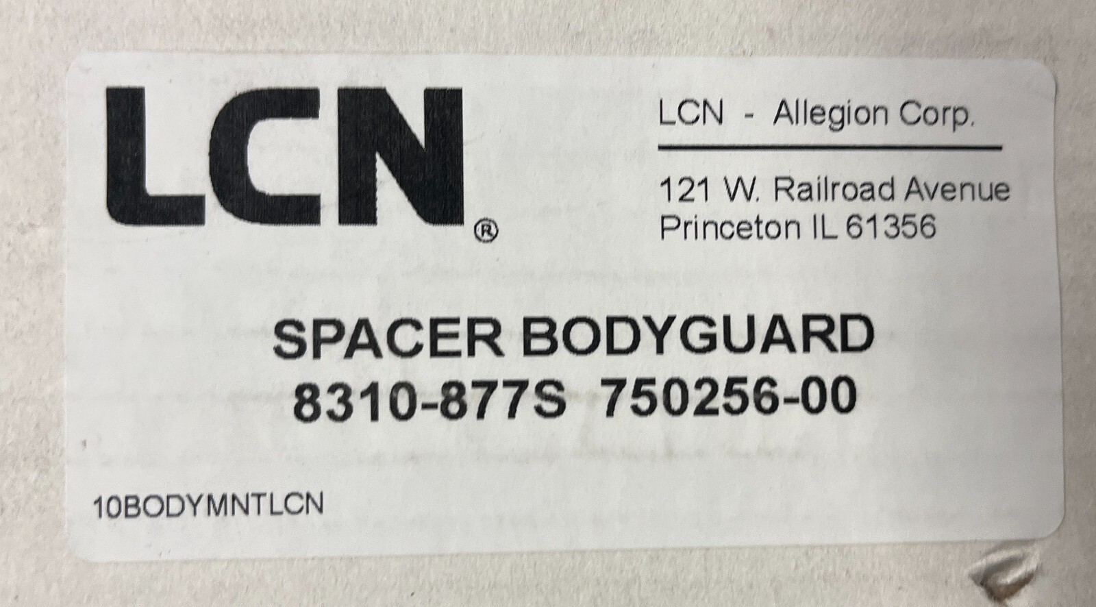 LCN 8310-877S SPACER BODYGUARD BLACK FOR THE HMSS