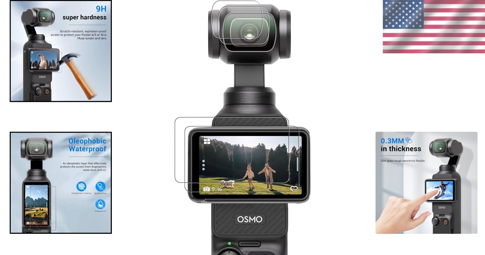 Scratch Resistant and Waterproof Protection for DJI Osmo Pocket 3/4 - 2PC Set