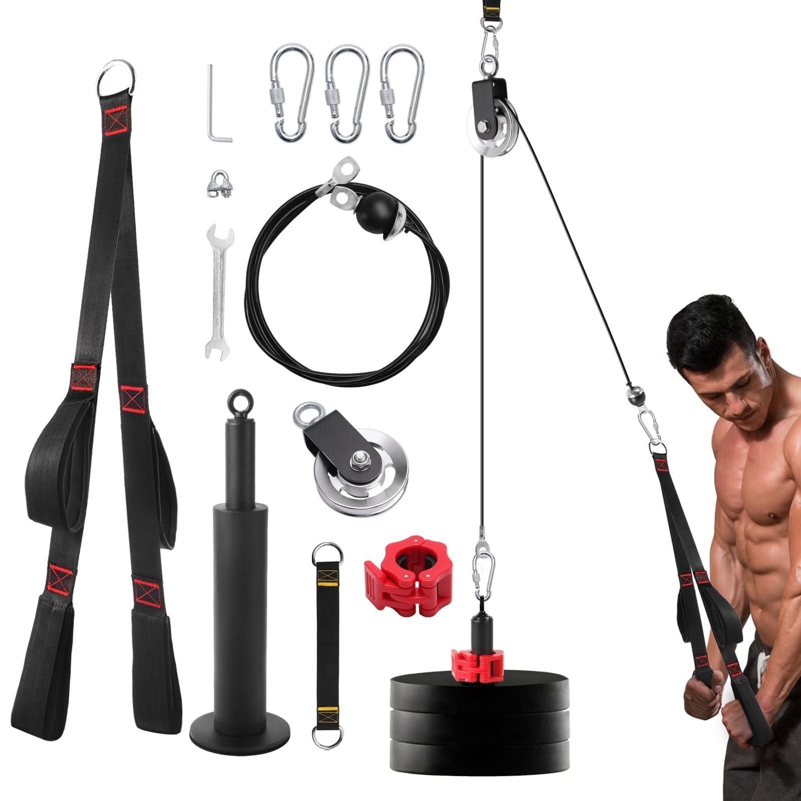 Fitness LAT and Lift Pulley System, Upgraded Weight Cable Pulley LAT Pull Dow...