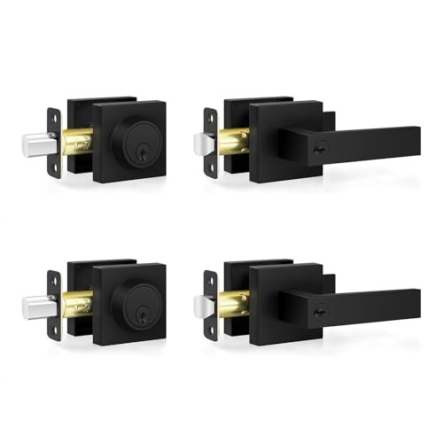 Front Door Lock Set Exterior Door Handle, Keyed Alike 2 Deadbolt and Entry