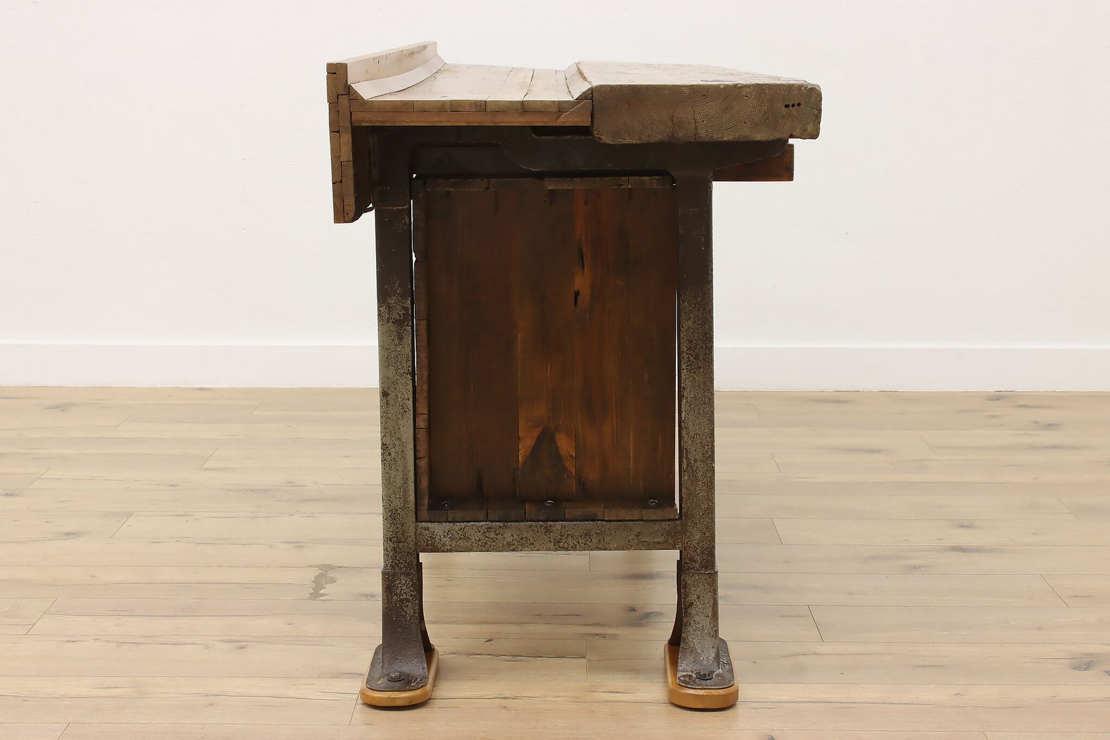 Industrial Antique Elm Workbench Wine Table Kitchen Island #55902