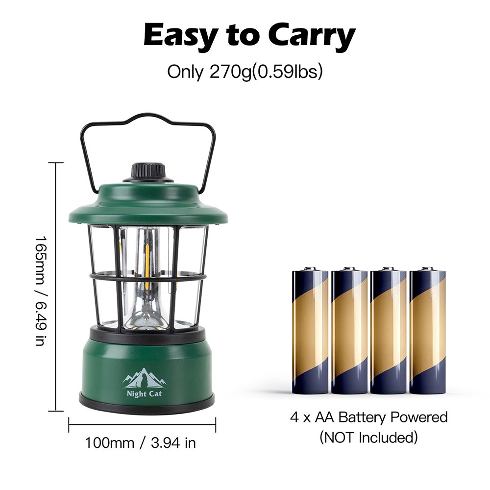 Night Cat LED Camping Lantern Battery Powered Lantern Stepless Dimming Switch
