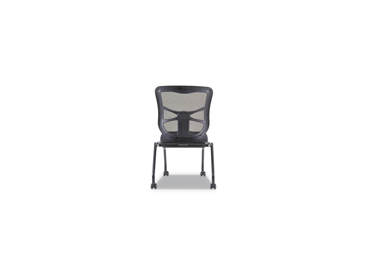 Alera ALEEL4915 Elusion Mesh Nesting Chairs, Black Seat / Black Back, Black Base