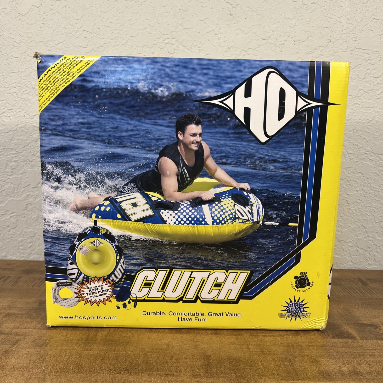 HO Clutch Single Rider 52” Towable Boat Water Tube Inflatable W/ Rope & Inflator