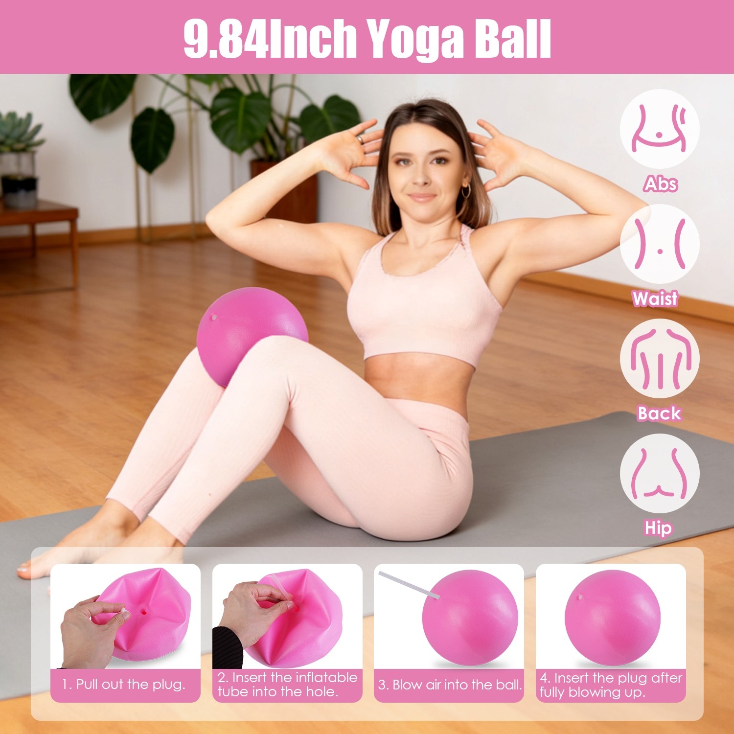 14Pcs Pilates Ring Essentials Kit Yoga Strap For Women & Yoga Ball Arm Stretcher