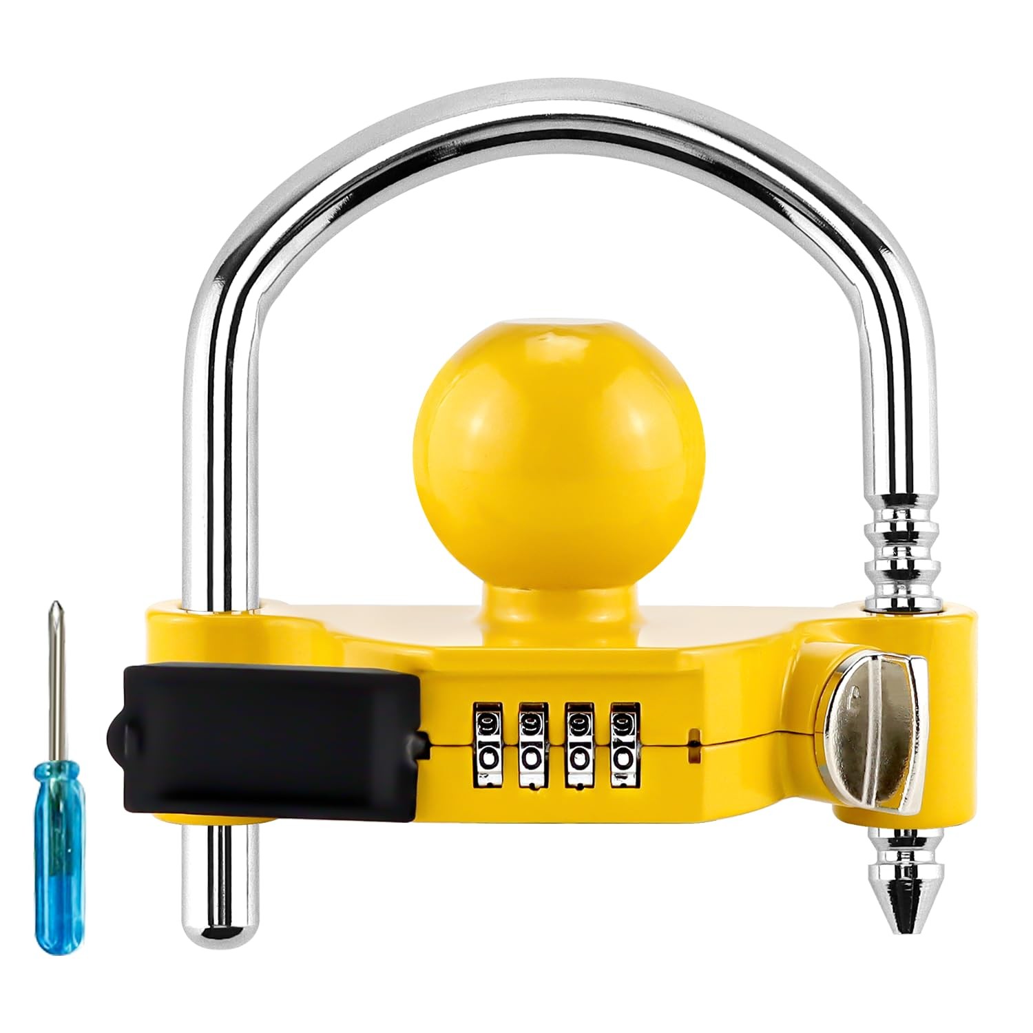 Cenipar Trailer Hitch Lock Universal with Combination Lock, Heavy-Duty Yellow