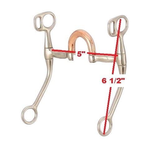 Horse Bit 5" Solid Copper Mouth Double Hinged Port 6.5" Cheek Balanced Snaffle