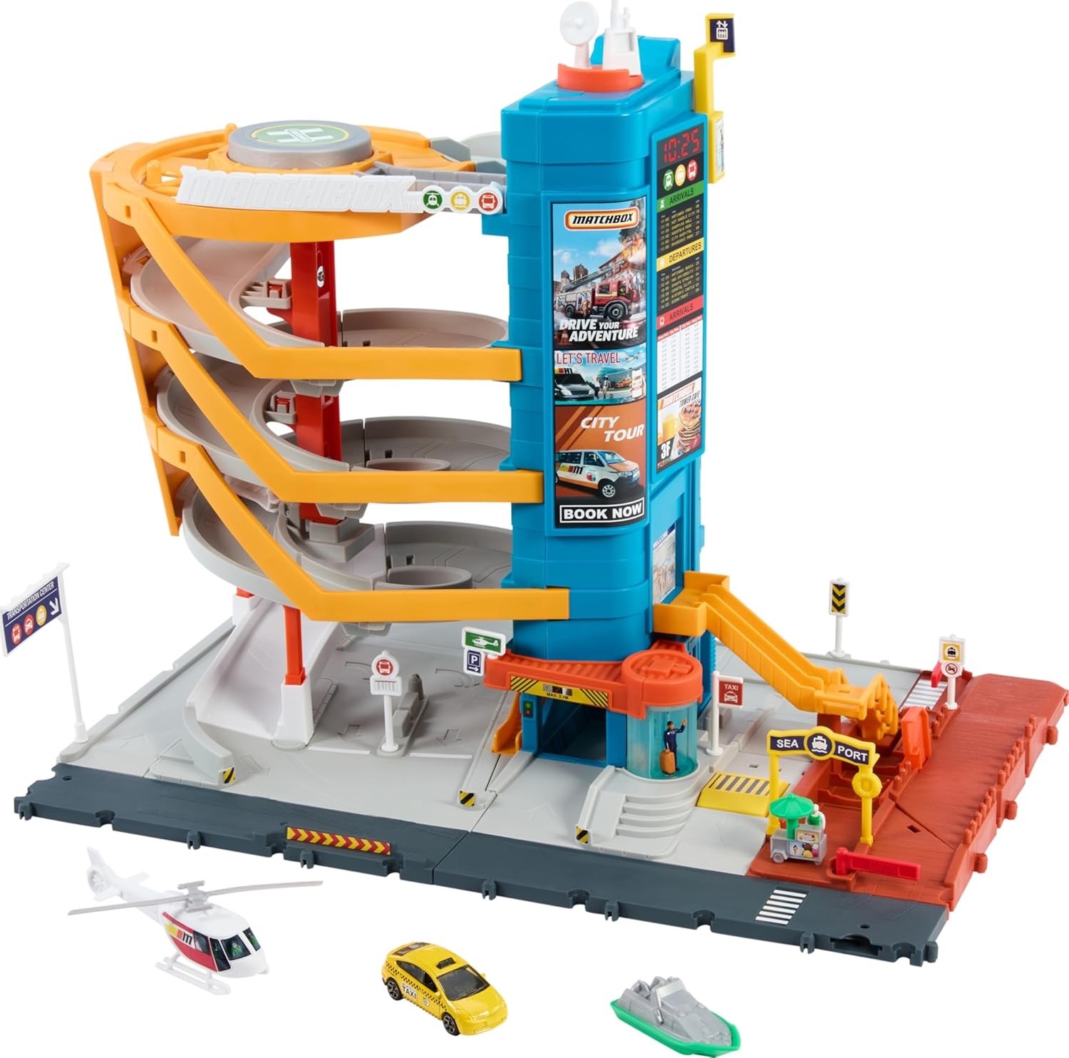 Matchbox Action Drivers Transportation Center Playset with 1:64 Scale Vehicles