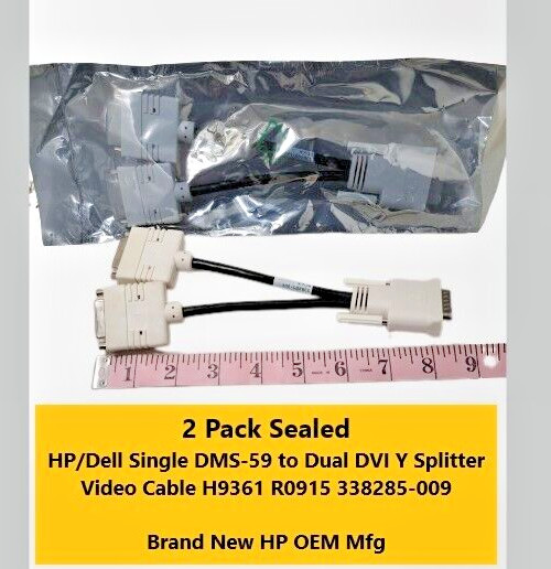 2 Pk HP Single DMS-59 to Dual DVI Y Splitter Video Cable H9361 R0915 338285-009