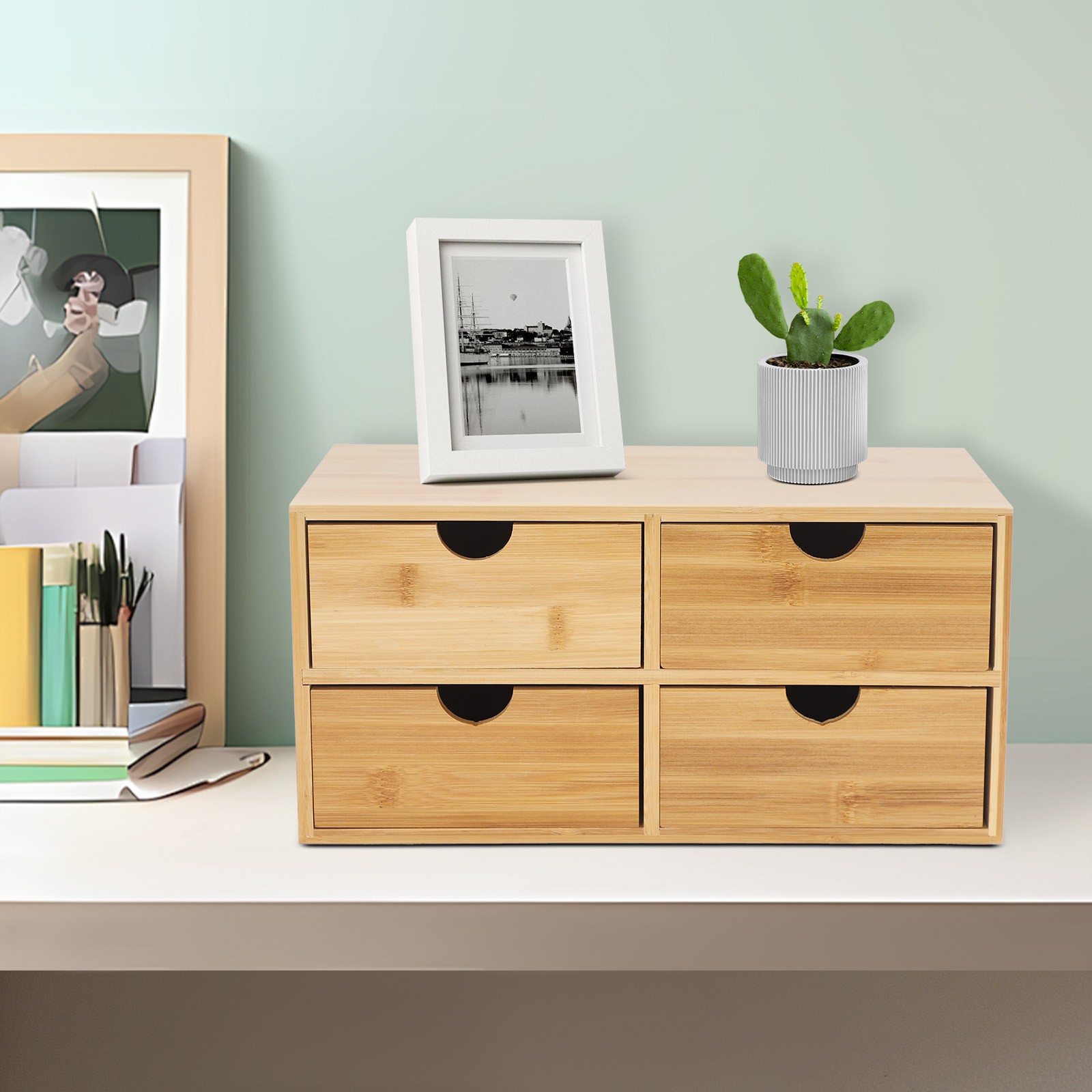 4-drawer Desk Organizer, 33*19*16cm Desk Organizer, Tabletop Storage Organizer