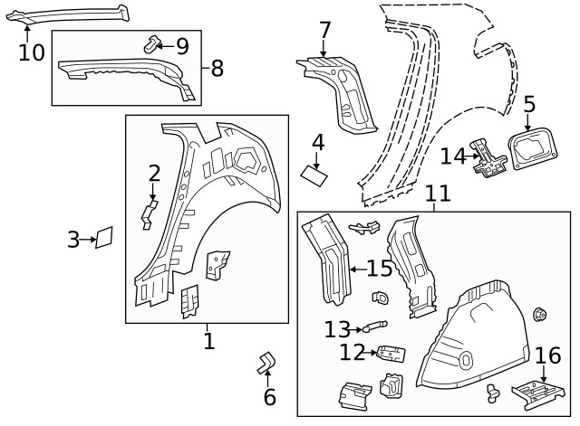 Genuine GM Driver Side Body Side Inner Panel 20890576