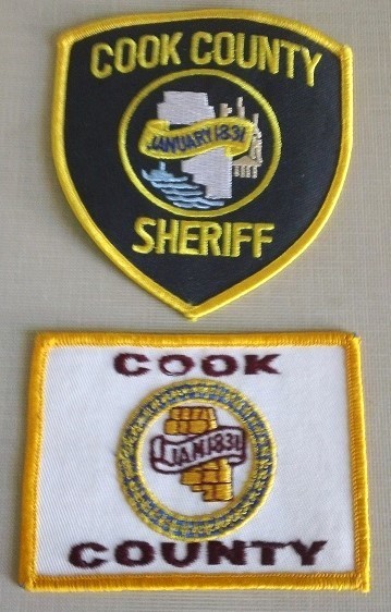 VINTAGE COOK COUNTY SHERIFF DEPUTY PATCHES 2, SHOULDER & FLAG WORN CHICAGO 1990s