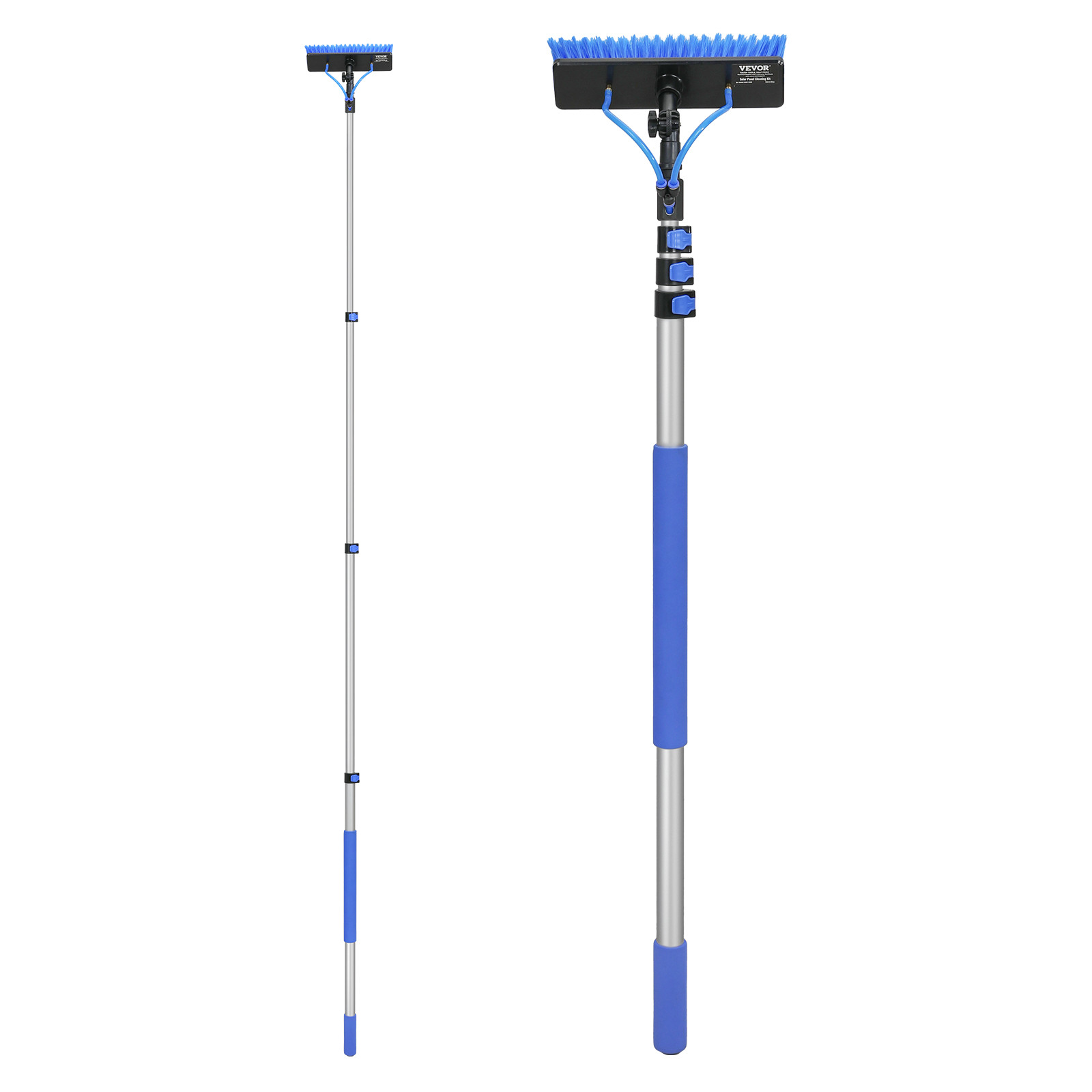Water Fed Pole Kit 12FT Solar Panel Cleaning Pole 180° Rotatable Brush Head