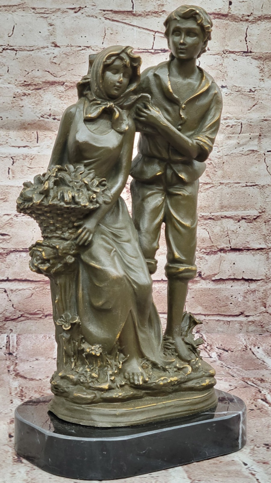 Bronze Romantic Couple in Garden Statue – Limited Edition Signed Artwork Decor