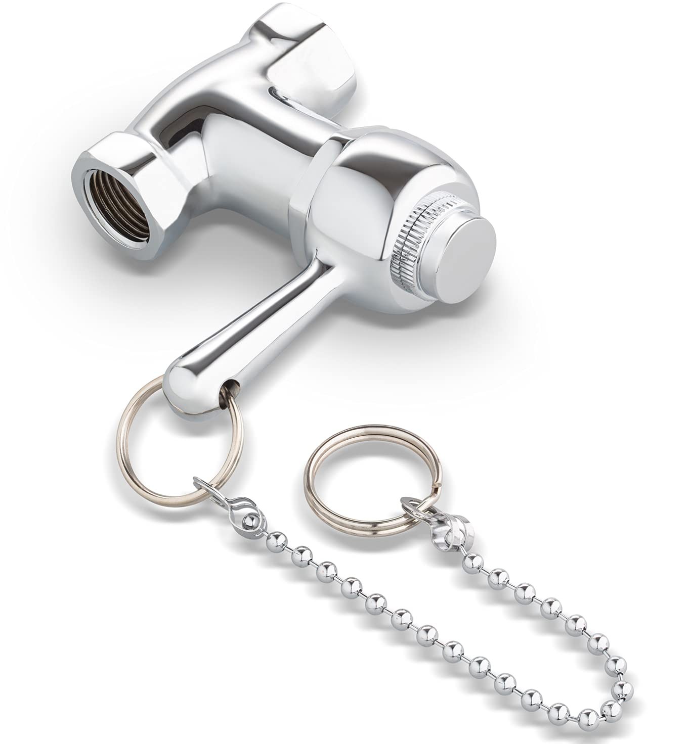Self-Closing Shower Valve with Pull Chain Chrome Indoor Outdoor Use