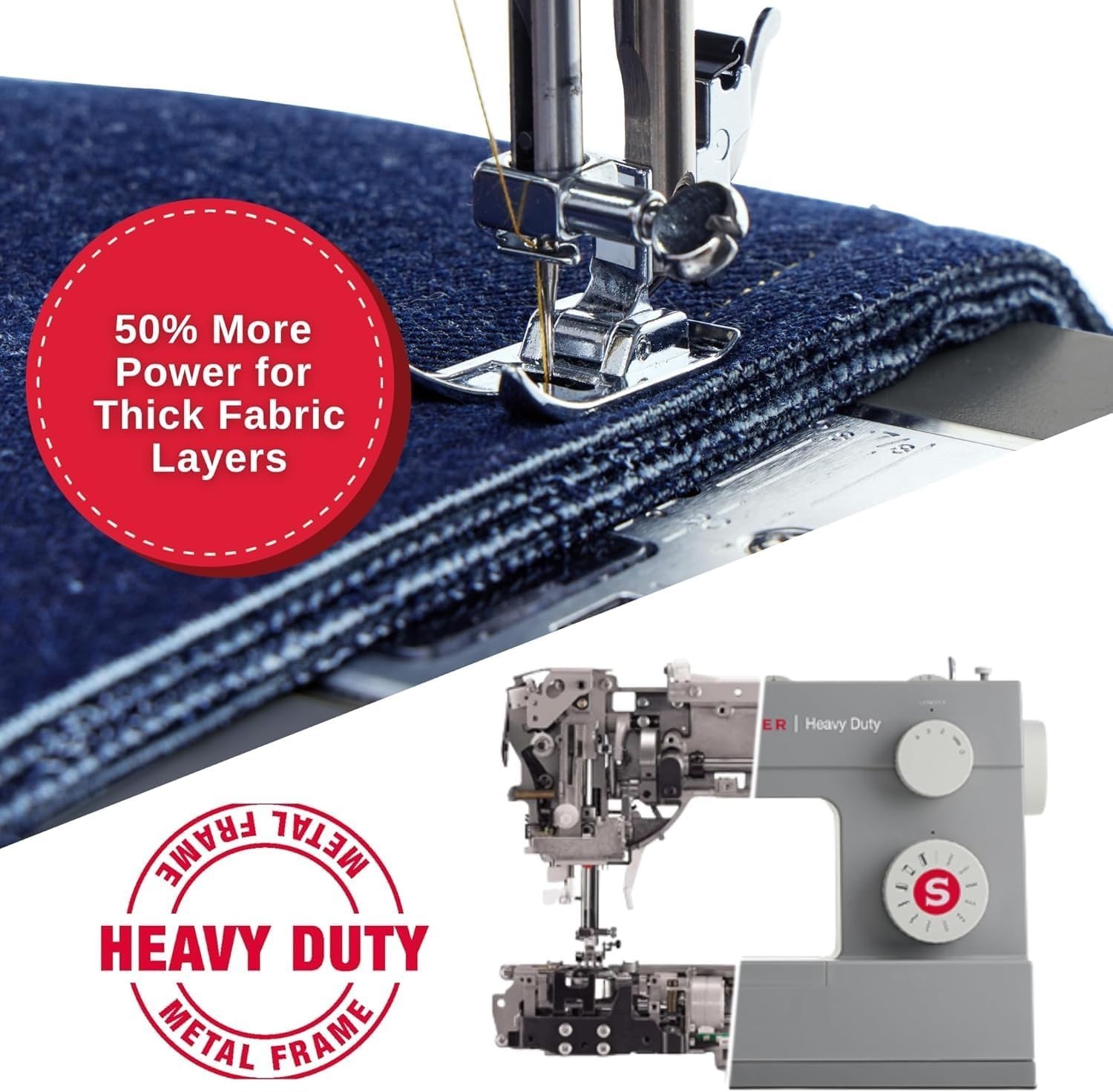 Singer 4452 Heavy Duty Sewing Machine Bundle w/ Table, 110 Stitches, LED Light