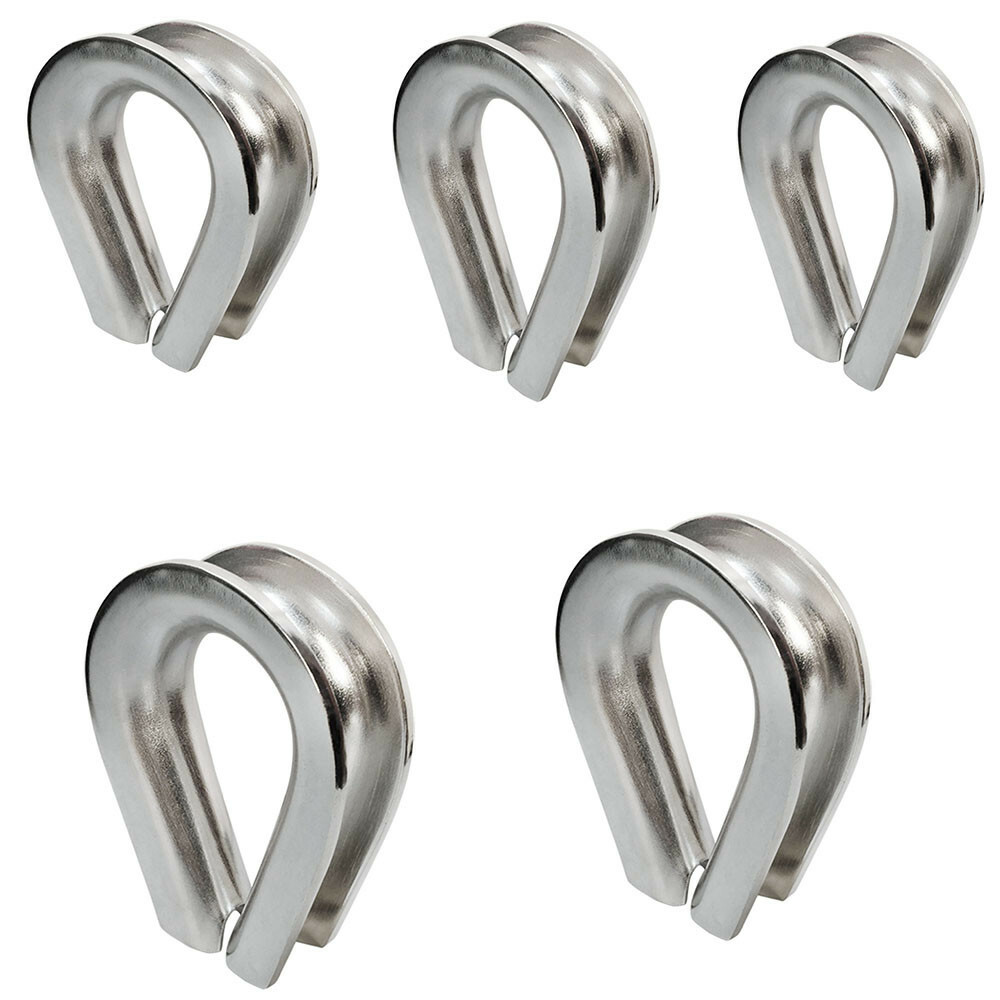 5 Pc 3/16" Stainless Steel Marine HEAVY DUTY Wire Rope Chain THIMBLE Rig Anchor