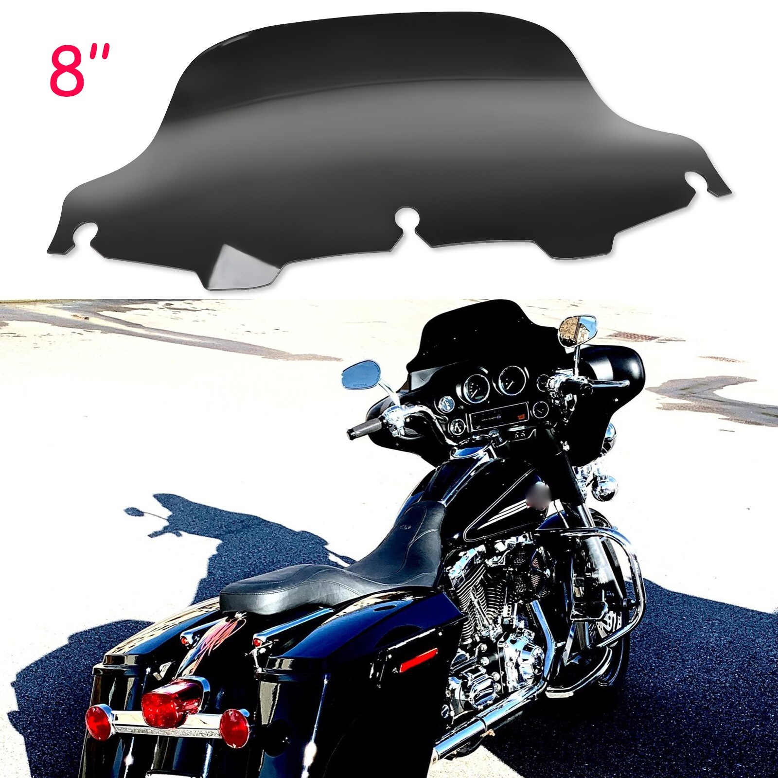 8" Windshield Windscreen For Harley Street Electra Glide Ultra Classic 1996-2013