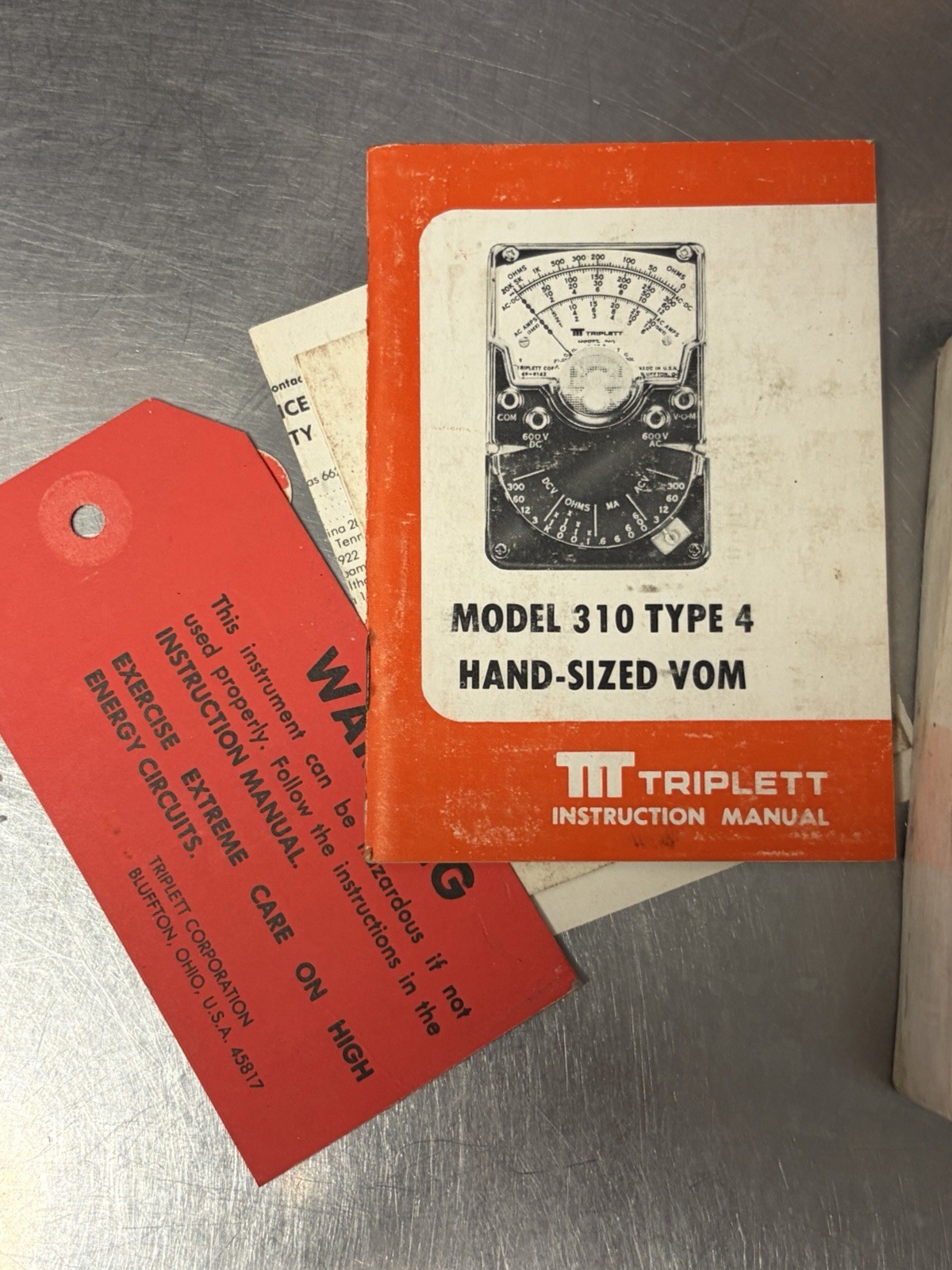 Triplett Model 310 Type 4 Volt Ohm Meter with Case, Probes and Instructions