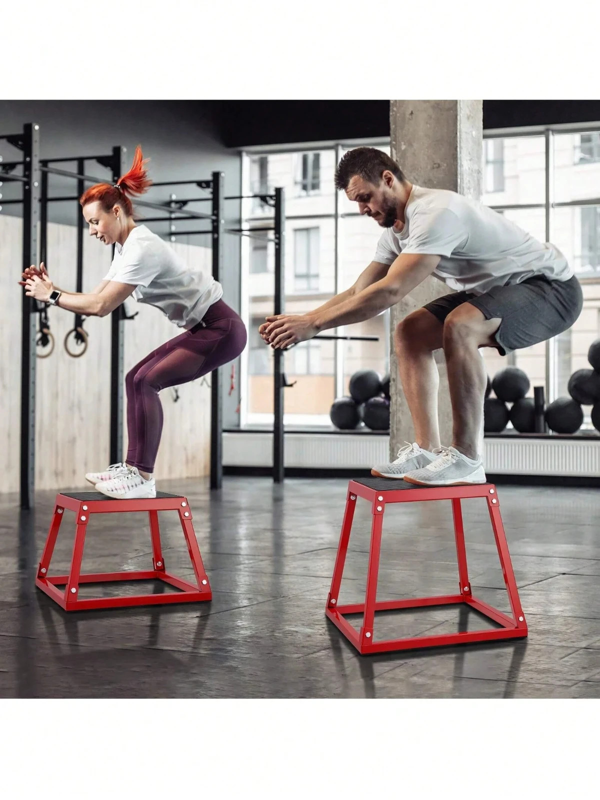 12 Inch Plyometric Jump Box Steel Platform Red 500LB Capacity Home Gym Traing
