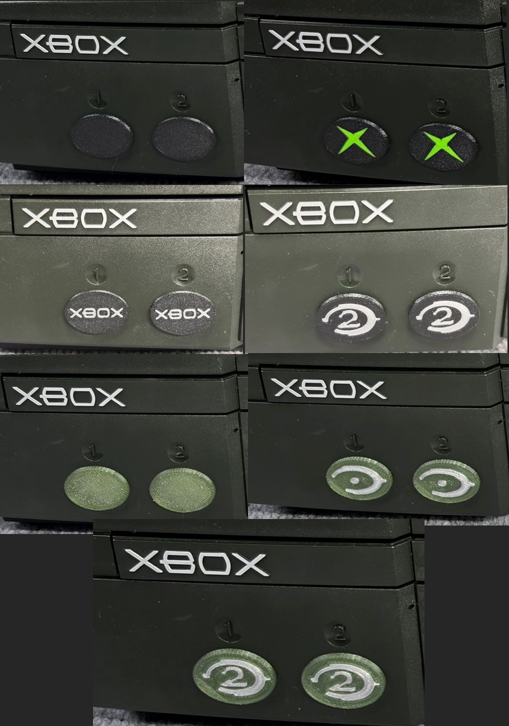Original Xbox 4 Controller Port Dust Covers Black Transparent Green Logo 3DPrint