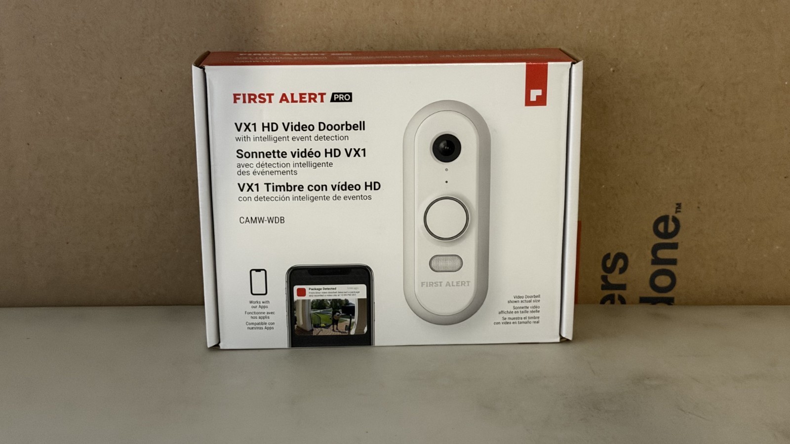 NIB Resideo CAMW-WDB First Alert Pro VX1 HD Video Doorbell 5MP Camera White/Gray