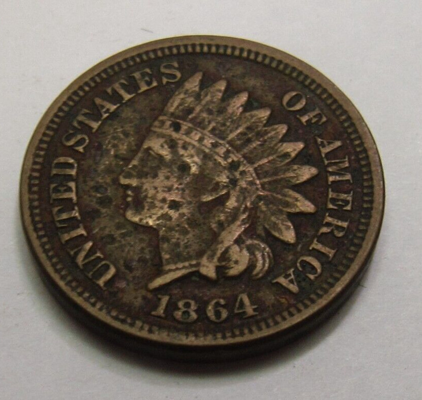 UNITED STATES 1864 INDIAN HEAD CENT FINE CONDITION FULL LIBERTY*