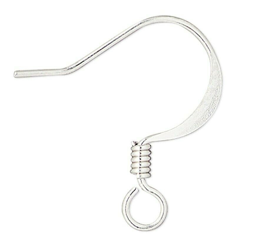 Ear Wires, 10 OR 100 SilverPlated Brass 17mm Flattened Fishhook 22 Gauge Earring