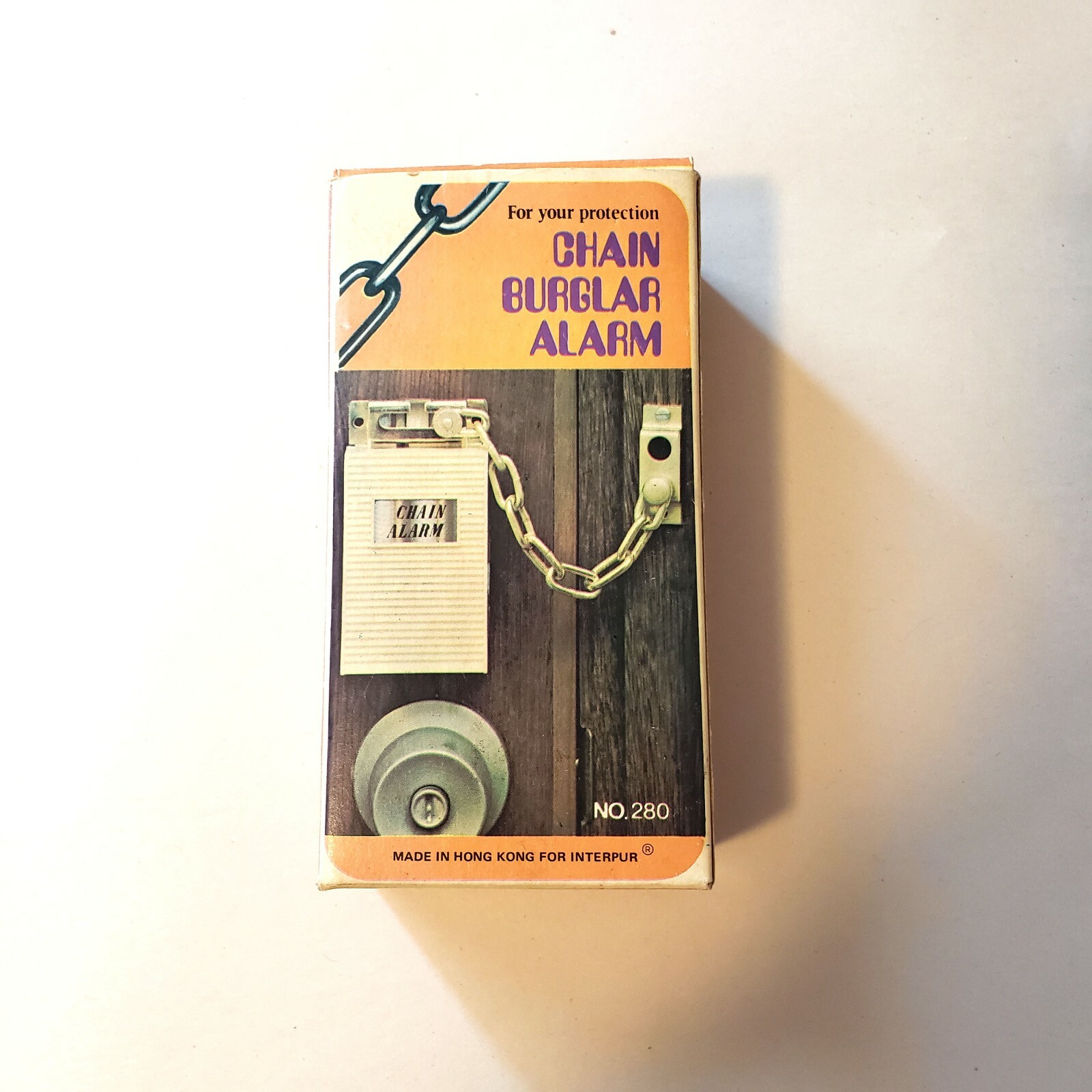 Alarm Chain Burglar British Design No 280  949431 NOS Vintage Made in Hong Kong