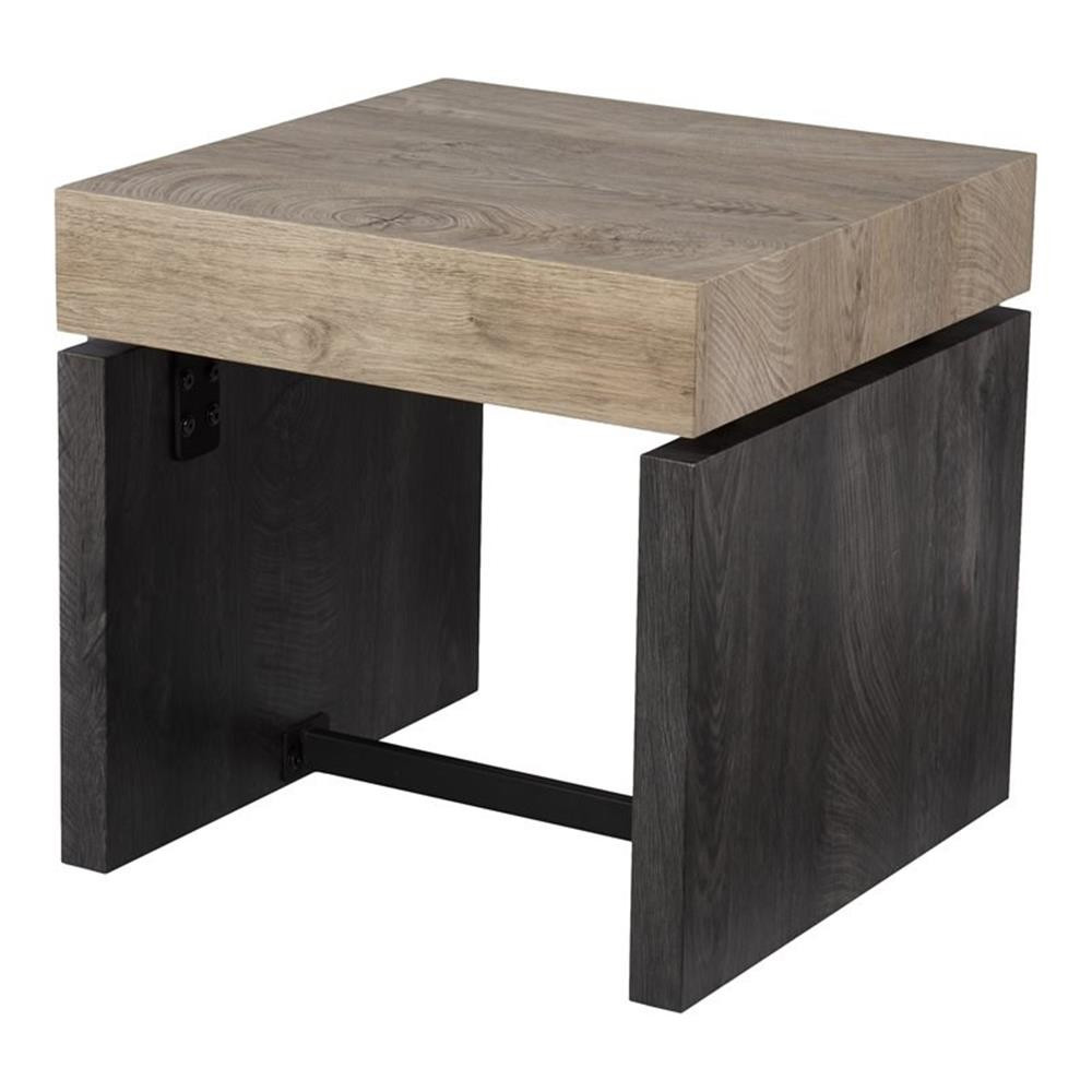 Maklaine Modern Engineered Wood End Table in Natural-Black Finish