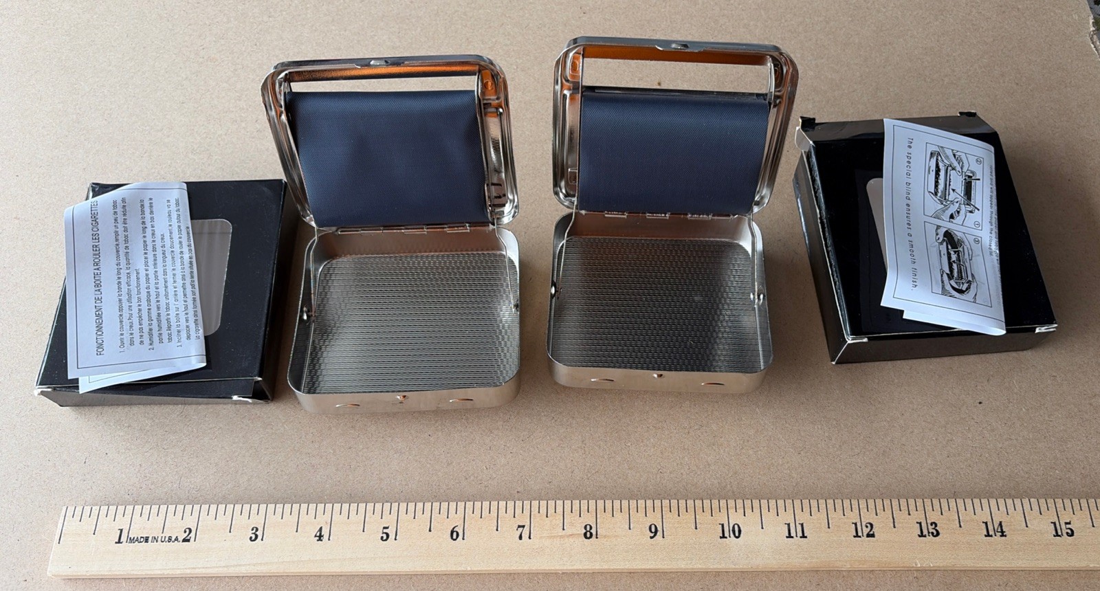Lot of 2 Vintage Style Automatic Cigarette Rolling Box Tobacco Rollers Boxed