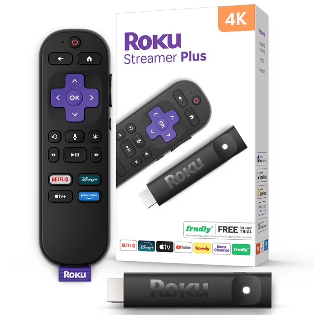 ​Roku Streamer Plus 4K HDR Streaming Device Media Player Voice Remote black New