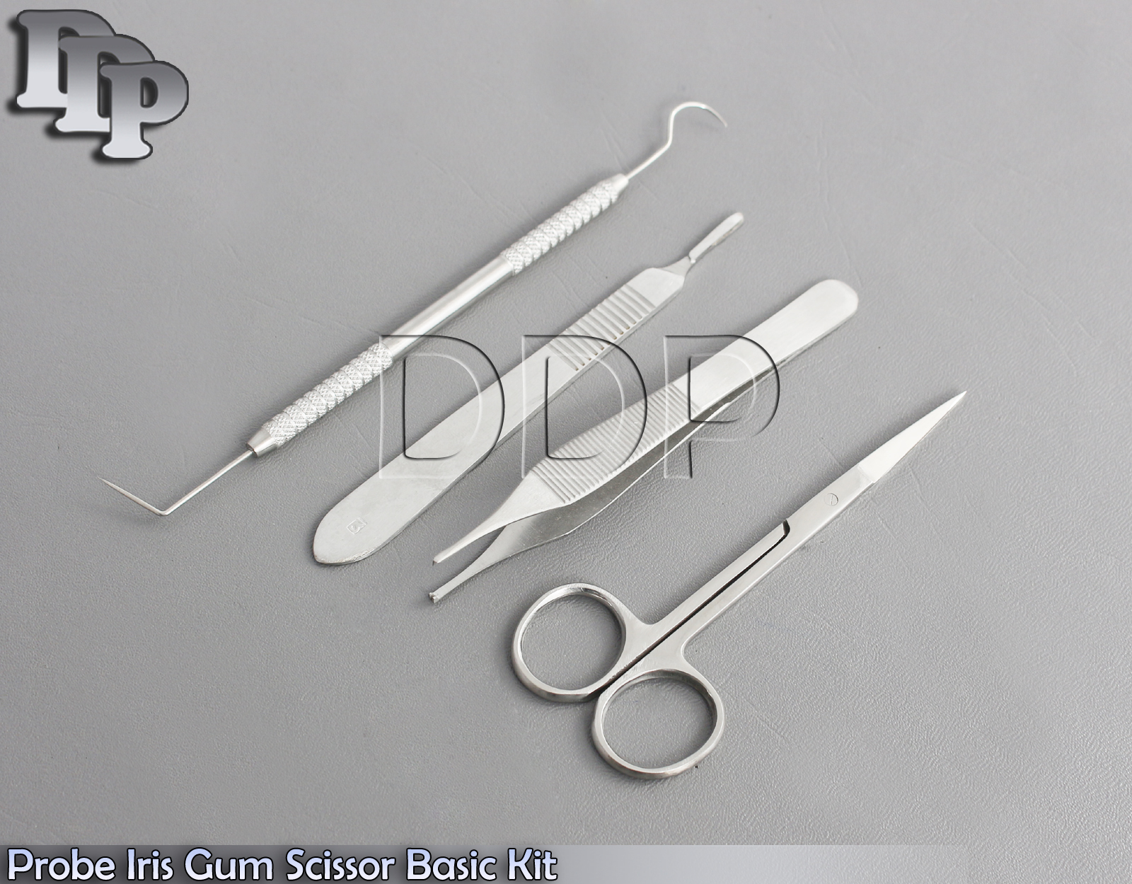 Dental Adson Tissue Tweezer Endodontic Explorer Probe Iris Gum Scissor Basic Kit