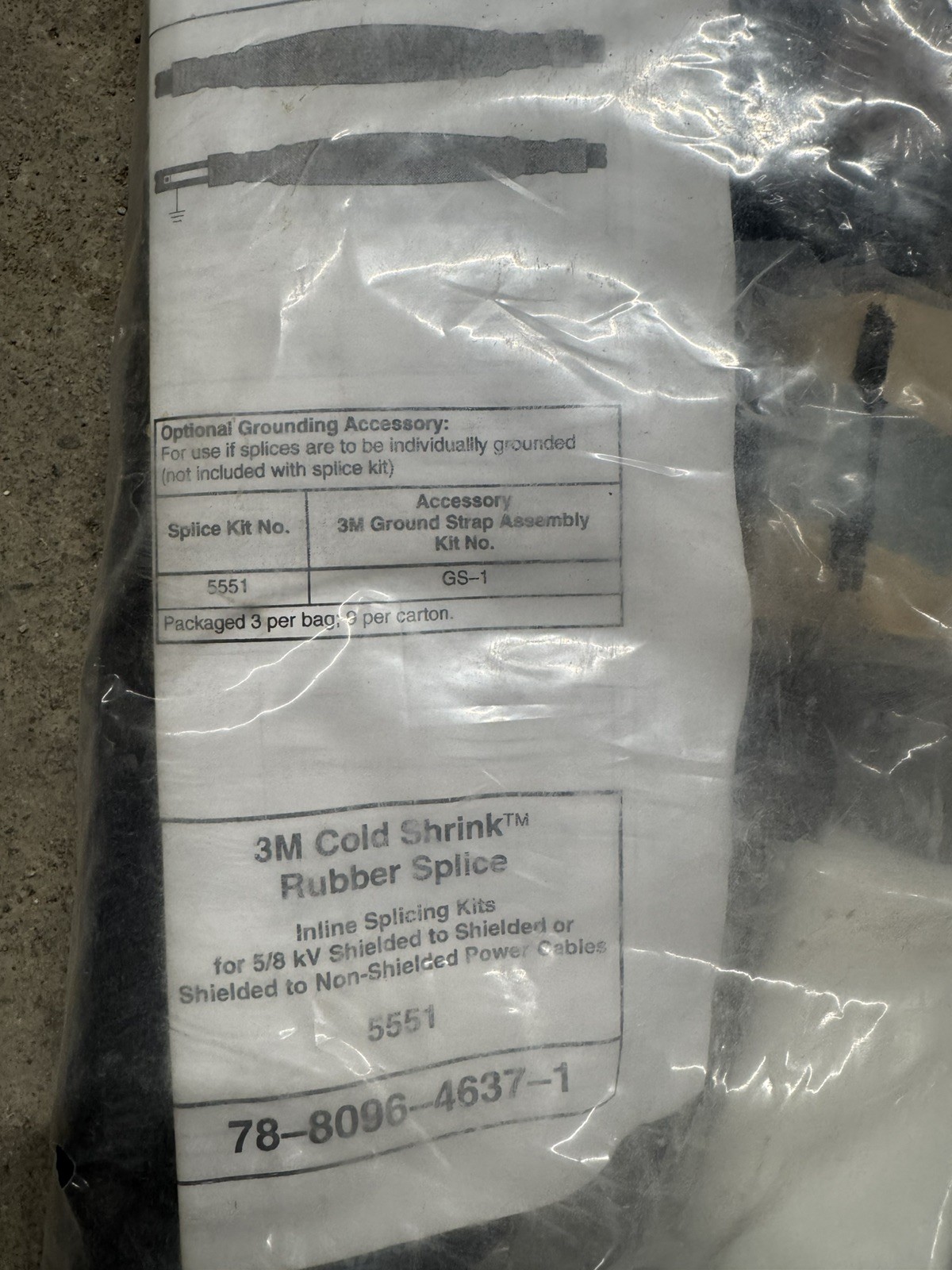 3M Splice Kit 5551 5/8 kv Cold Shrink Rubber Splice Kit
