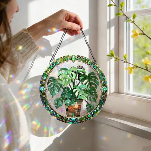 8 Inch Sun Catchers Indoor Window, Acrylic Rainbow Suncatcher Window 64 Leaf