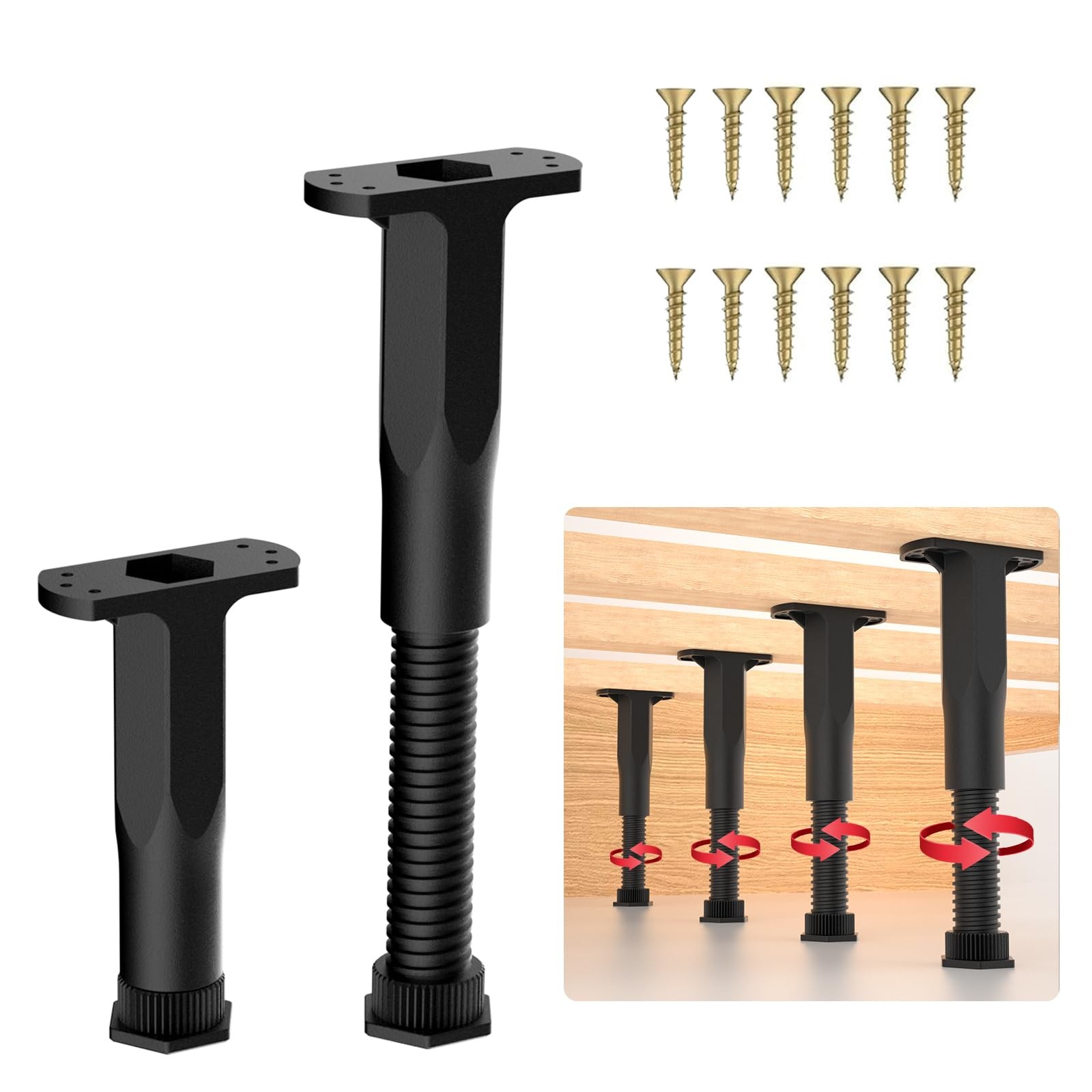 Adjustable Height Center Bed Support Leg for Sagging Shelf, Furniture Legs fo...