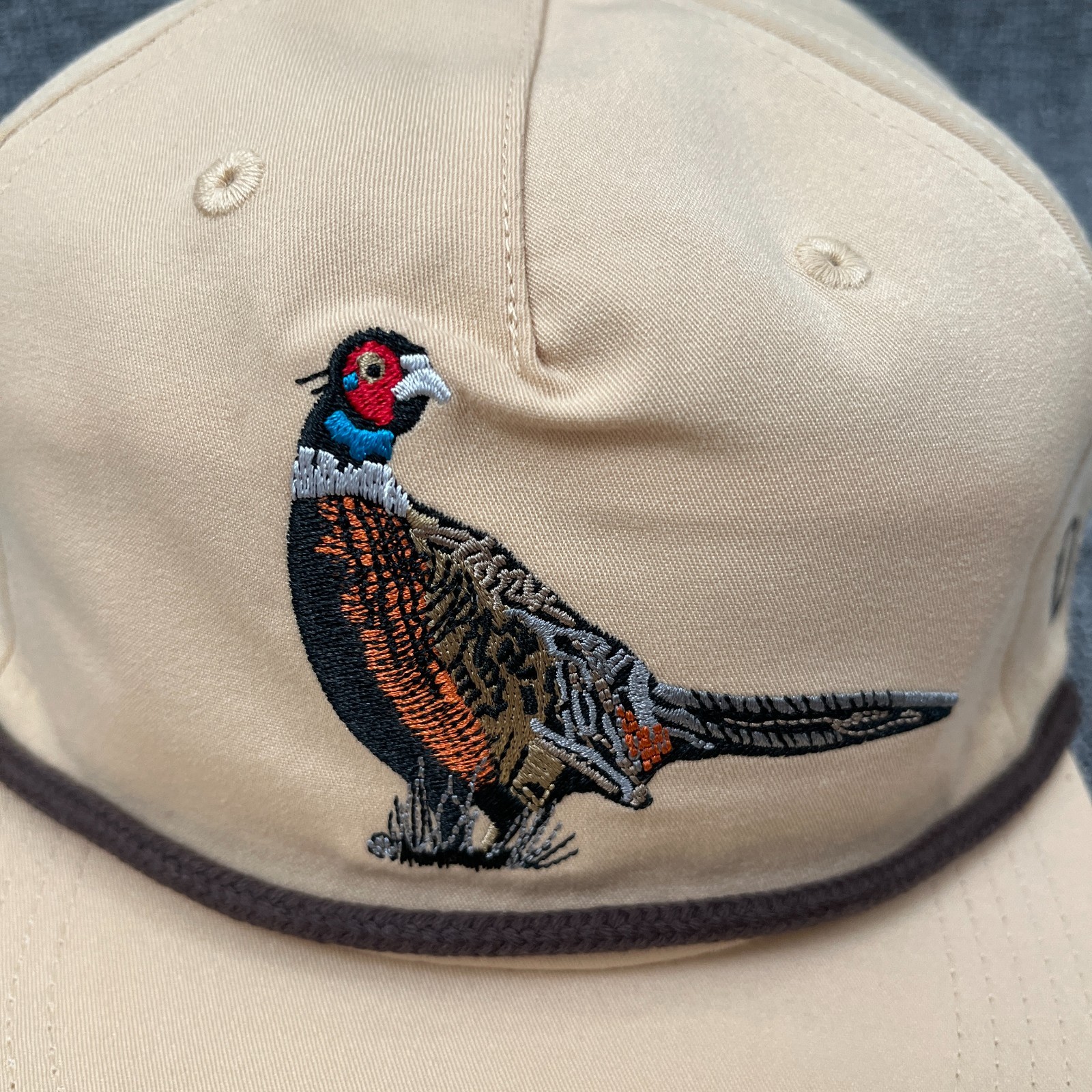 Duck Camp Hunting Pheasant Baseball Cap Flat Brim Adjustable Tan/Brown Hat