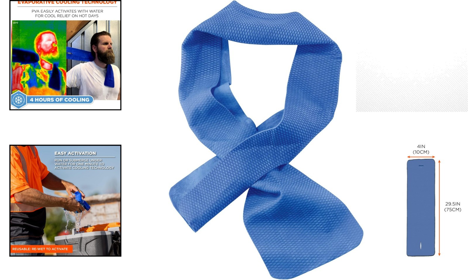 Chill Its Blue Neck Cooling Wrap - Reusable, Up to 4 Hours of Relief, 4" x 29.5"