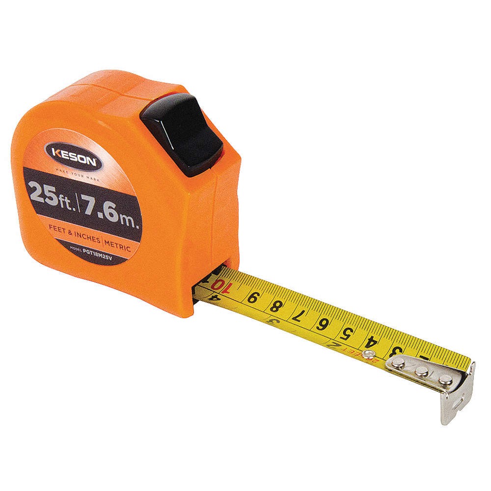KESON PGT18M25V Tape Measure,1 In x 25 ft/7.5m,Orange 22N895
