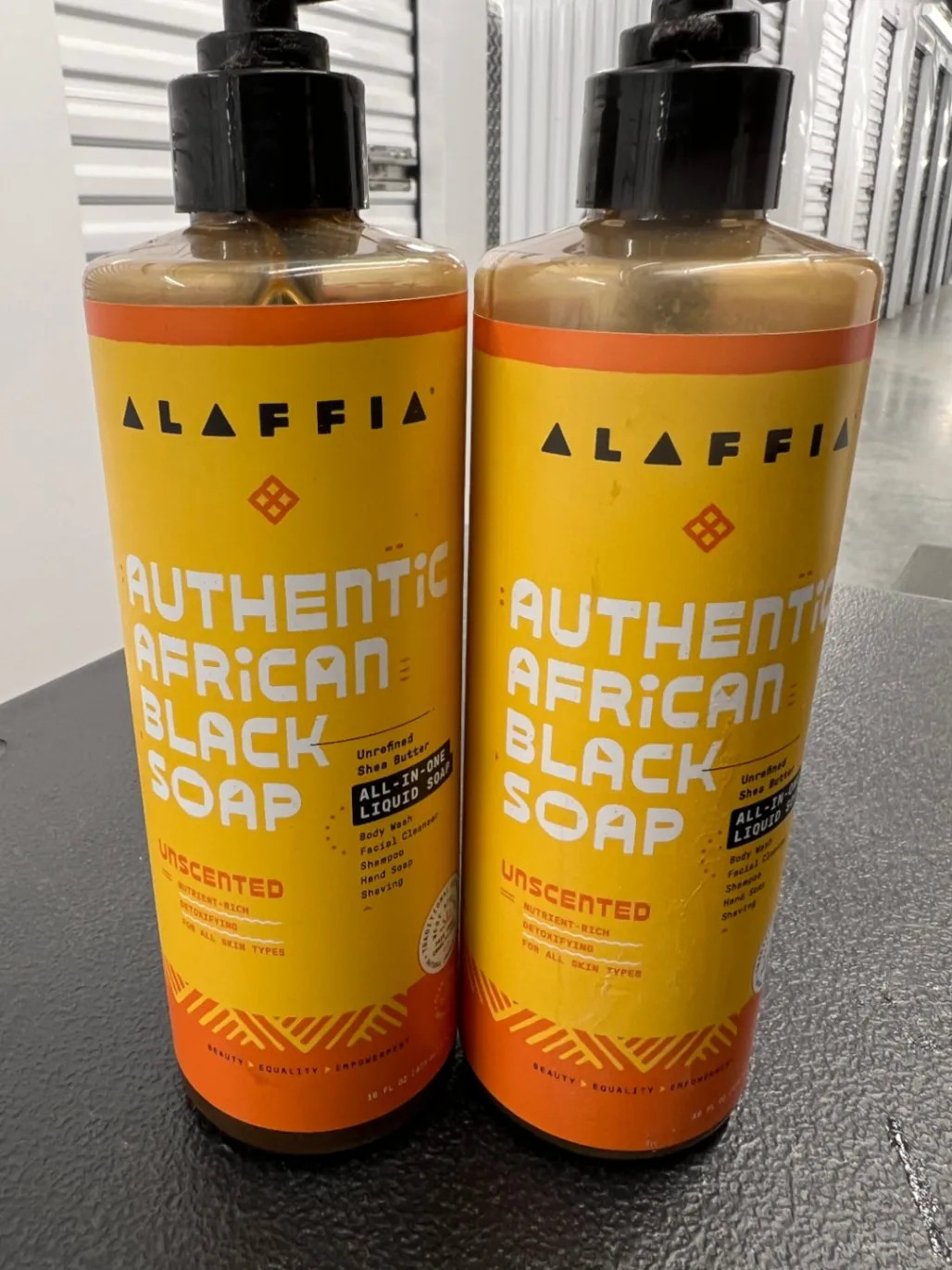 2x African Black Soap Shea Butter 16 Oz Unscented Detoxifying Liquid Soap