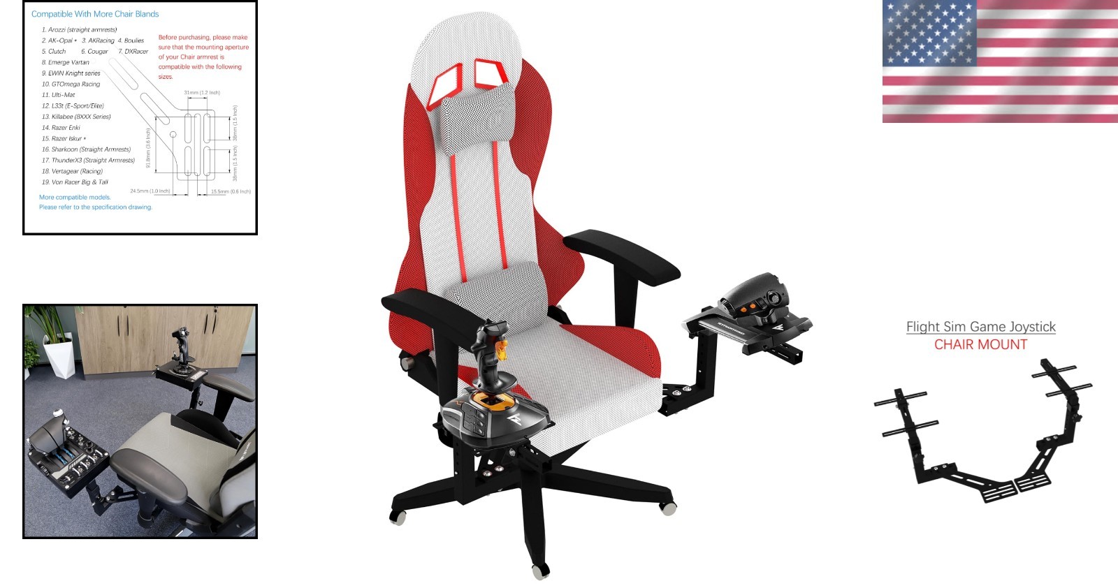 Ultimate Joystick/Hotas Chair Mount: Compatible with Thrustmaster, VKB, Logitech