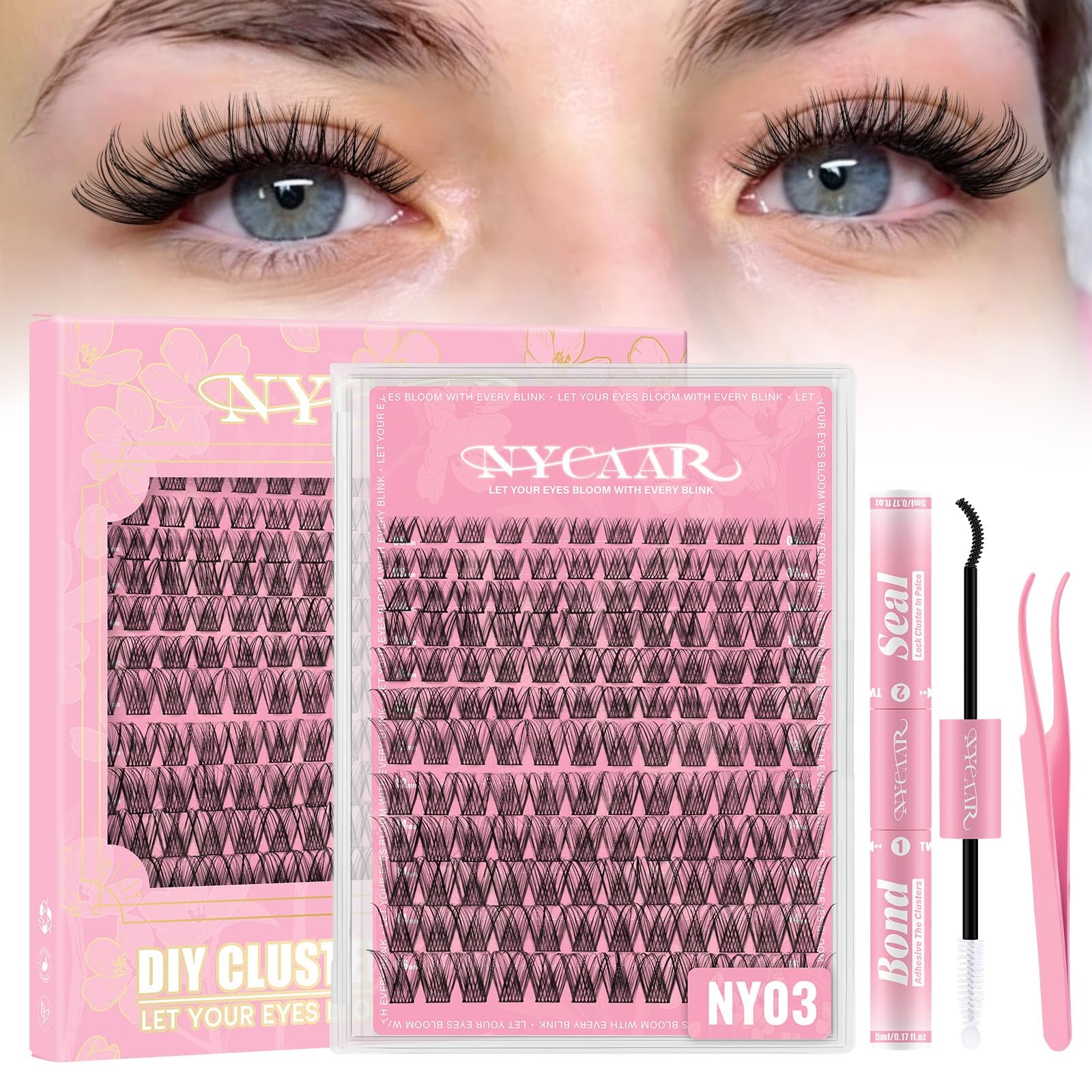 NYCAAR Lash Clusters Kit Wispy Natural 1 count (Pack of 1), Black