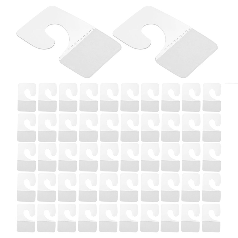 45 Pcs Plastic Adhesive Tag Clear Tabs Display Hooks for Hanging Retail