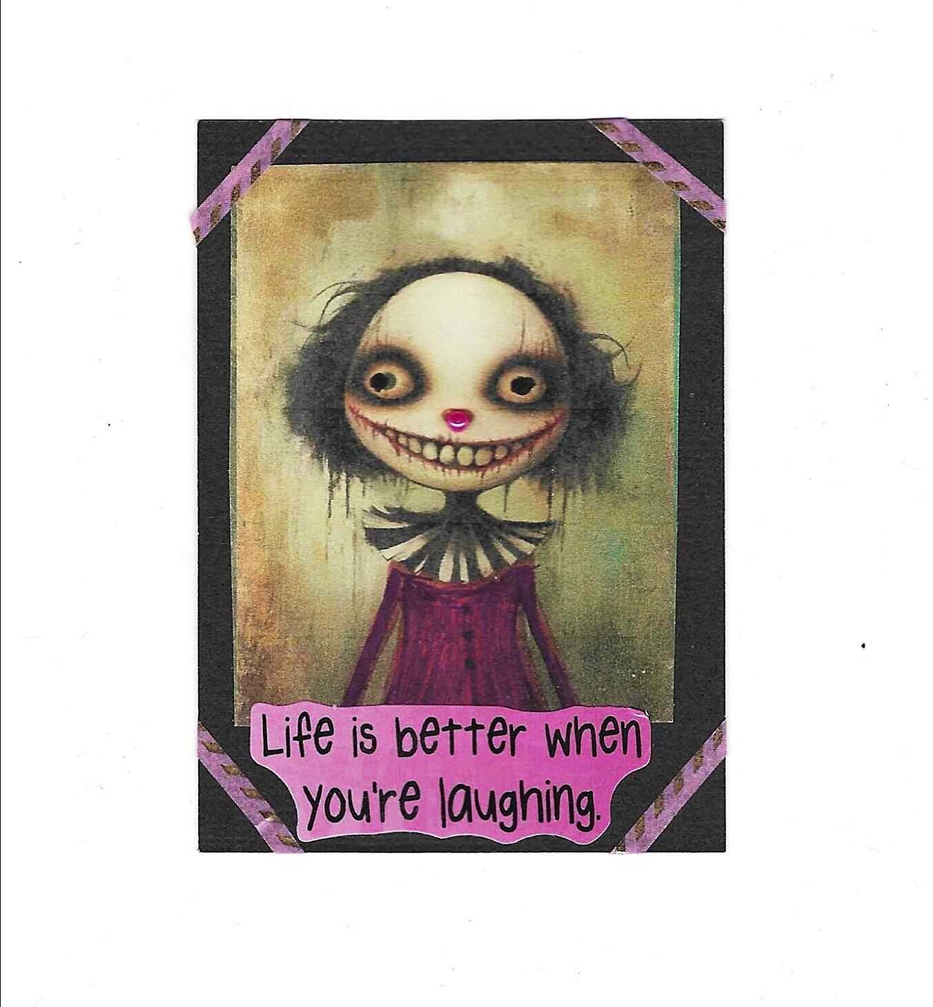 ACEO Art Trading Card ATC Original Collage Life is Better When You're Laughing