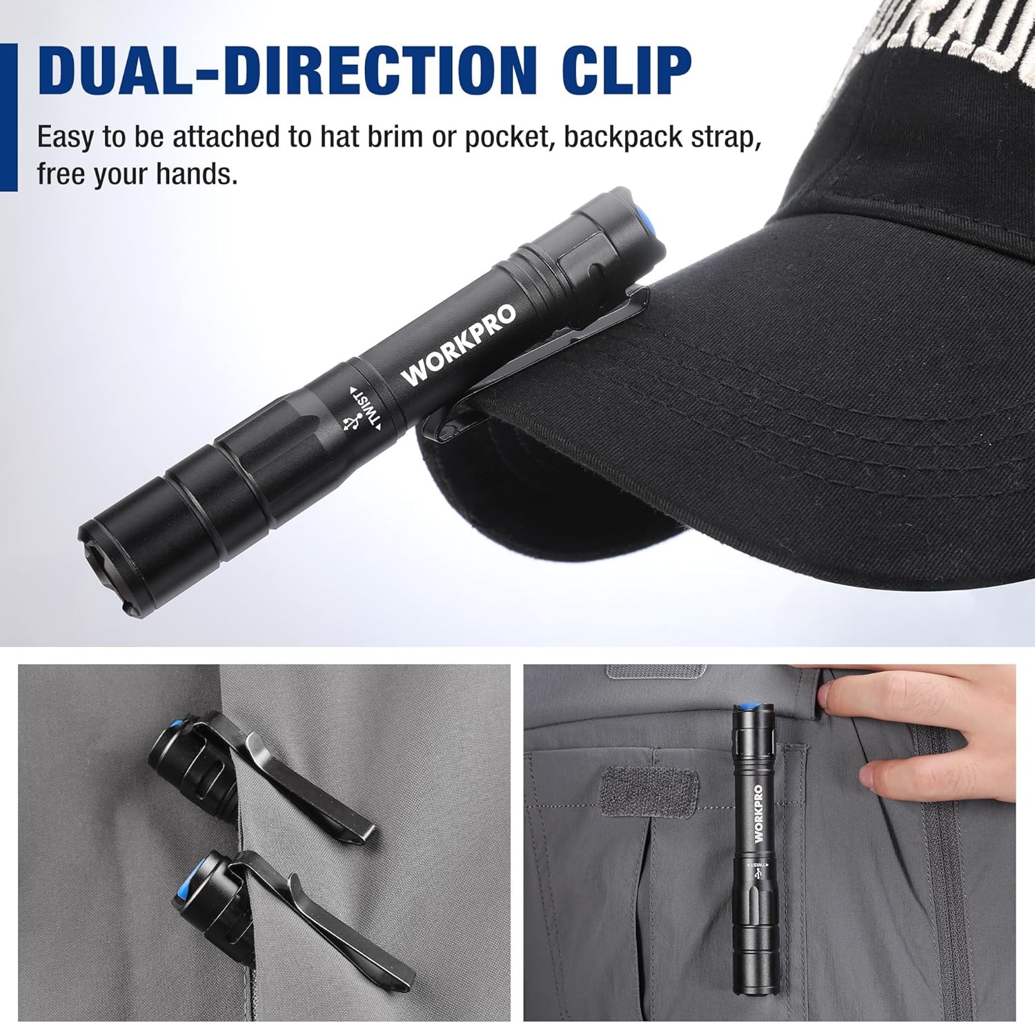 Rechargeable Pen Light, Mini Flashlight 2 Pack Pocket Flashlight 2 x USB C Cable