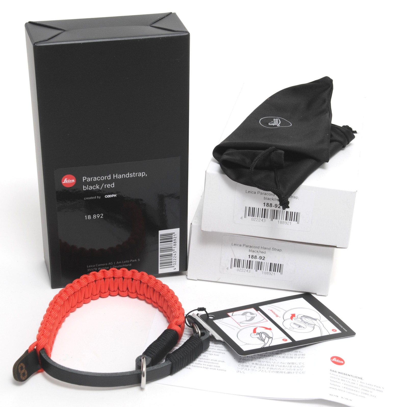 Leica COOPH Paracord Hand Strap by COOPH Black/Red 18892 SALE %