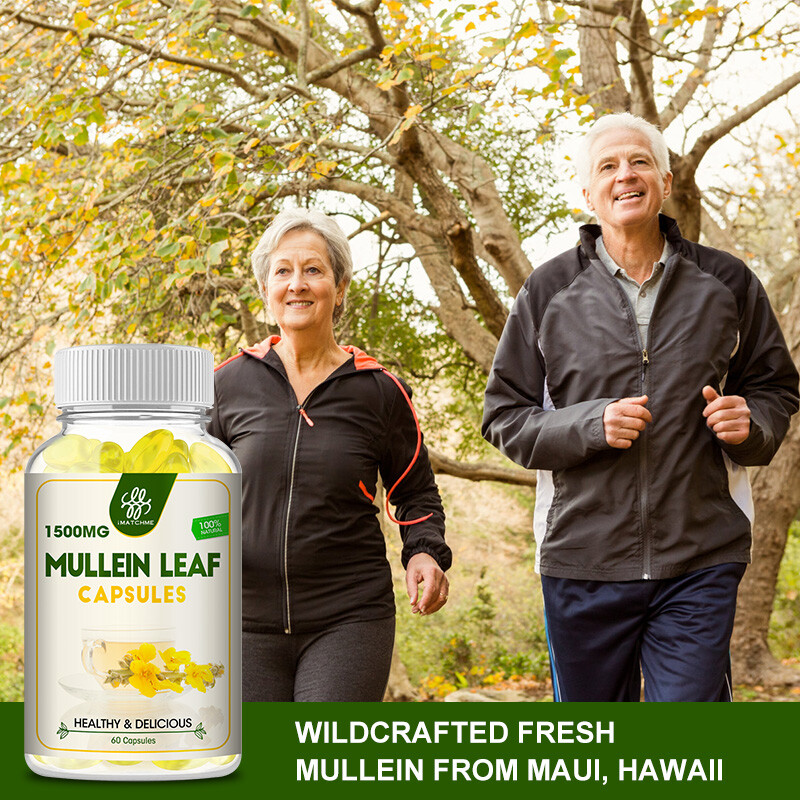 Mullein Leaf Capsules For Lung Cleansing & Detox Herbal Dietary Supplement