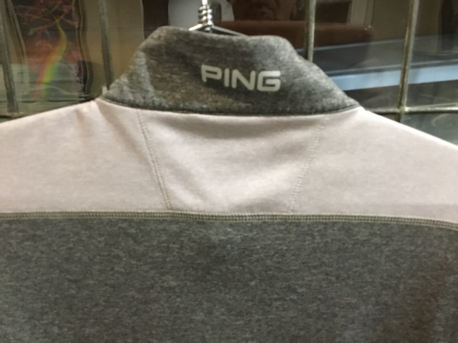 PING Golf 1/4 Zip L/S Lightweight Gray Striped Performance Pullover SZ L - Cool